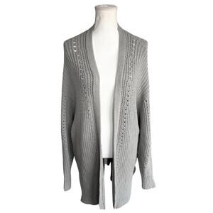 FREE PEOPLE Gray Chunky Knit Open Cardigan Sweater Size Small Boho